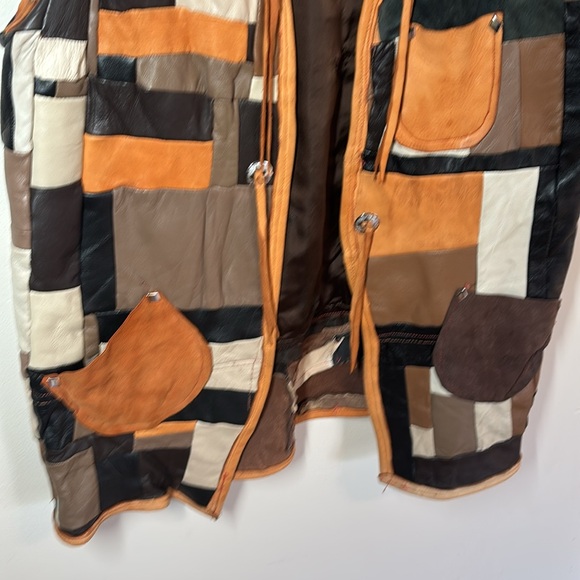 Vintage 70’s Lester Conklin Patchwork Leather Vest - Picture 3 of 9